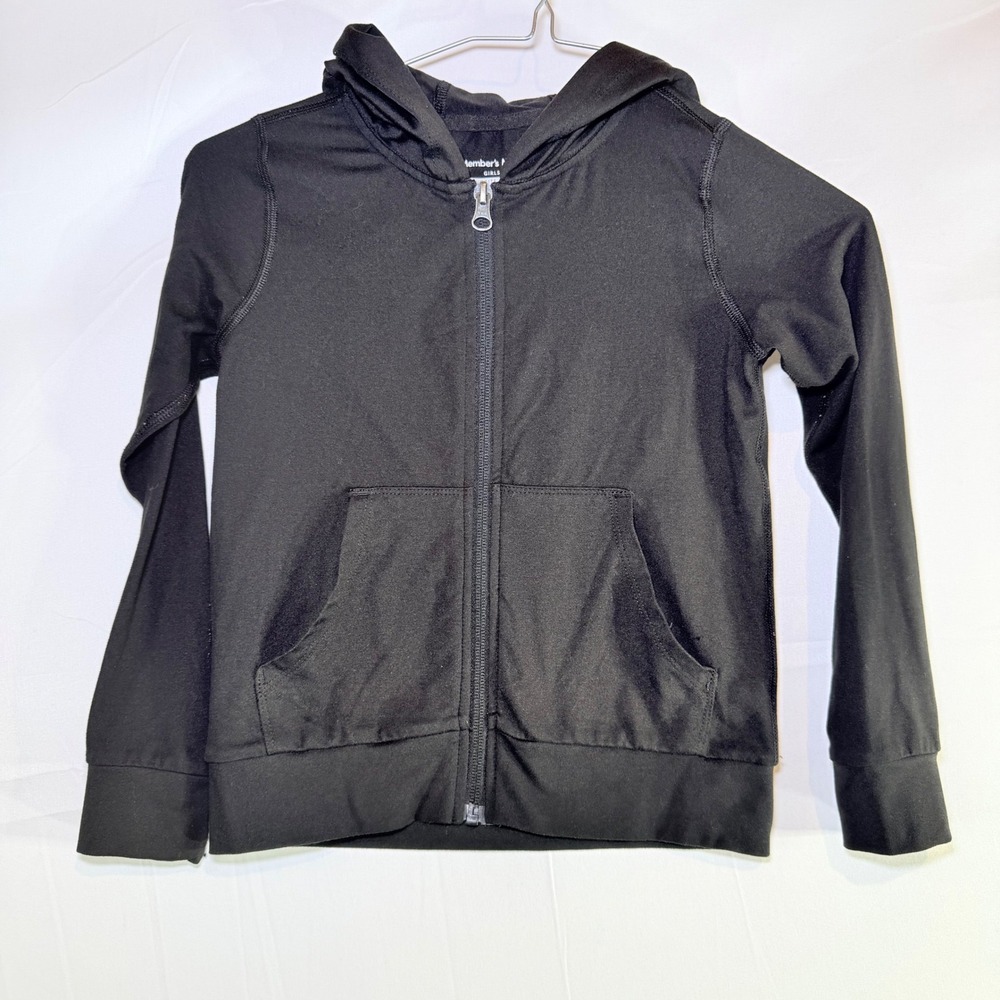 Members Mark Girls Black Favorite Soft Zip Up Hoodie‎ Sweatshirt Size S 6/6X